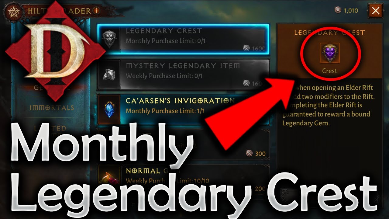 How To Get A Monthly Legendary Crest for FREE - Diablo Immortal (In-game Currency) | Quick Guide