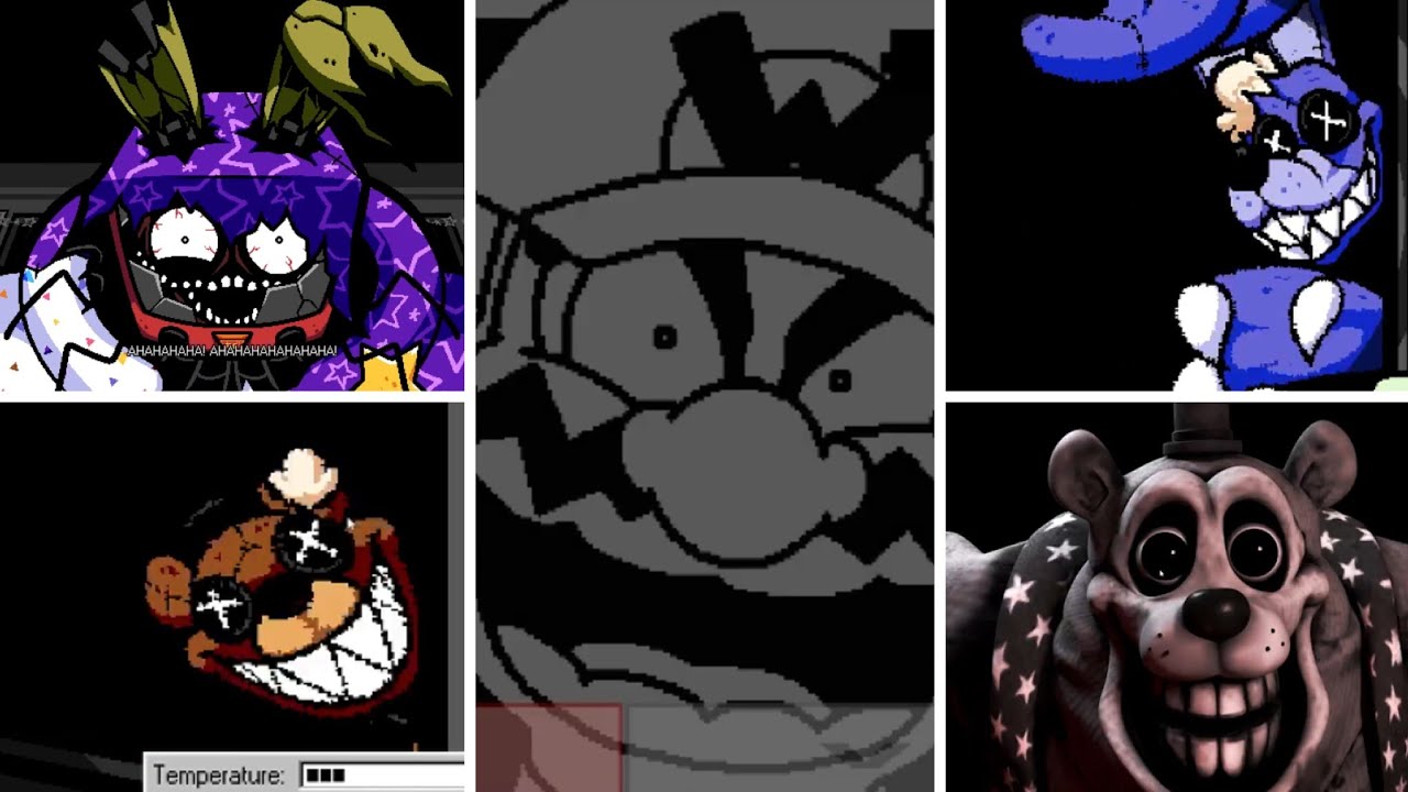 Five Nights at Frickbear's 1-3 - All Bosses & Endings