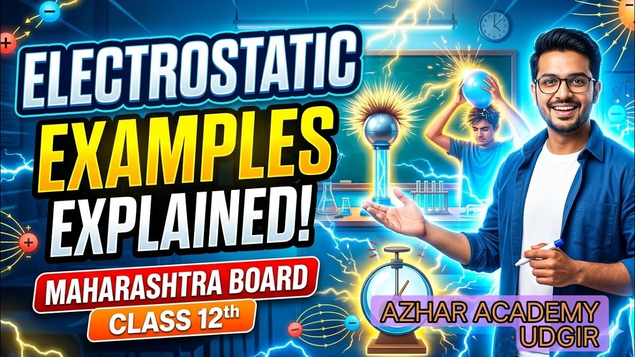 Electrostatic Numericals | HSC EXAM 2026 | EXAMPLE 8.14 TO 8.19 | AZHAR ACADEMY #Udgir
