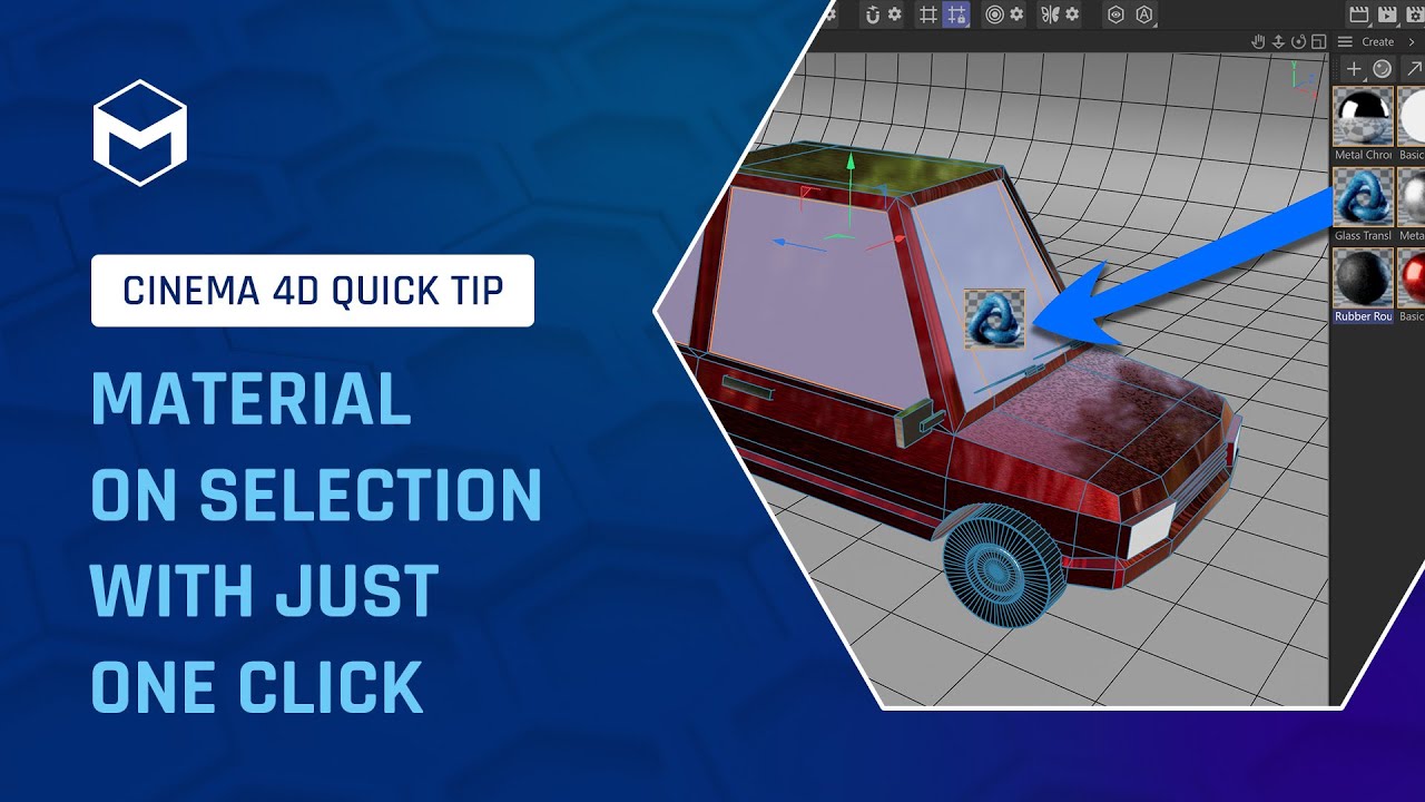 #C4DQuickTip 218: Наложение материала на выделенную область одним щелчком мыши в Cinema 4D