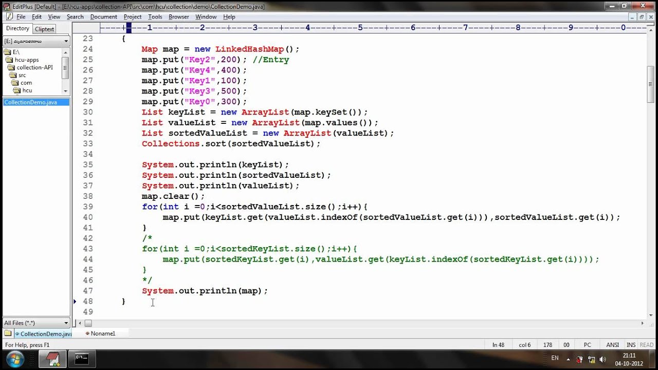 sorting in Map on 04-10-2012