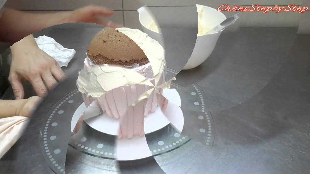 How To Make a Huge Cupcake Decorated with Buttercream Frosting by Cakes StepbyStep