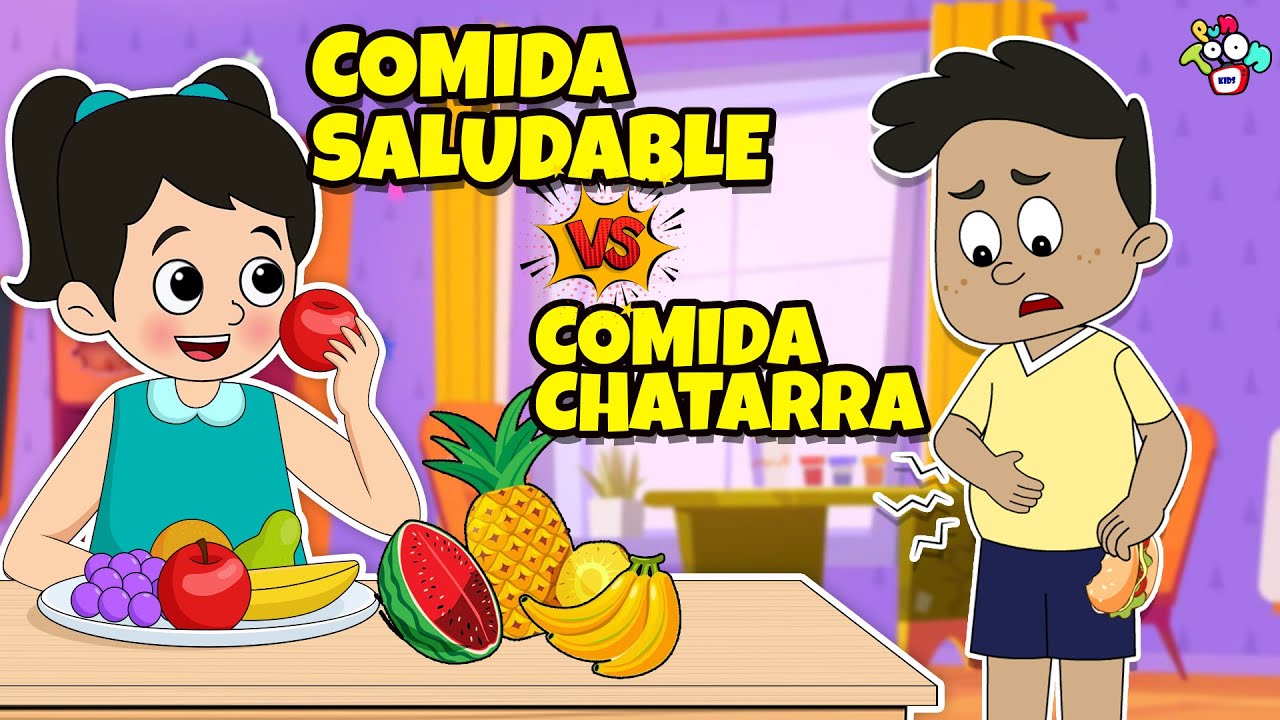 Comida Saludable Vs Comida Chatarra | Cuentos infantiles españoles | PunToon Kids - Español
