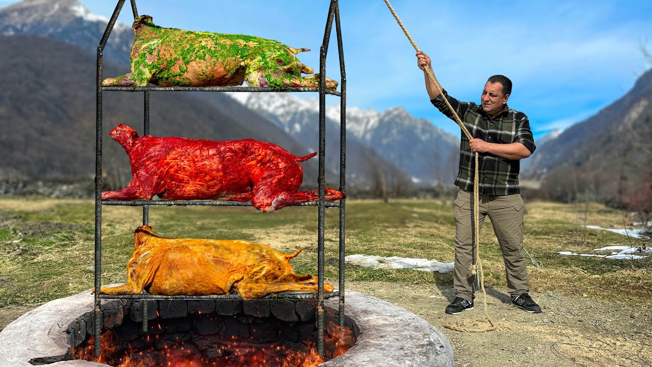 3 Whole Whole Sheep Fried In A Tandoor! 3 Bright Flavors With A Crust!