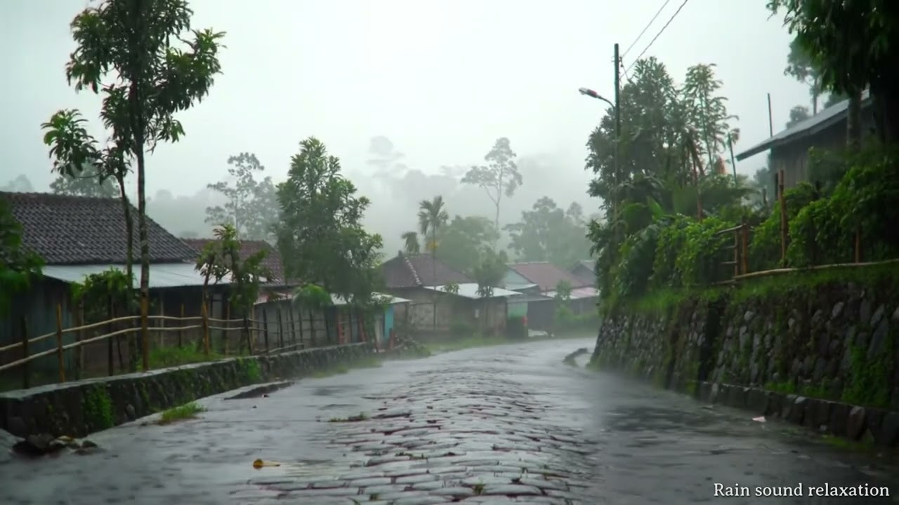 Rain on Clay Paths and Wooden Huts | Countryside ASMR Ambience | Deep sleep, relaxation