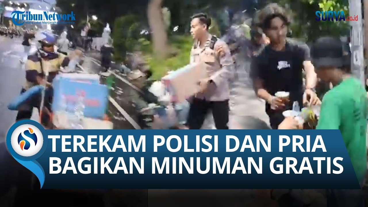 Dibalik Kerasnya Aksi Tolak UU TNI di Surabaya, Ada Segelintir Pria & Polisi Bagikan Minuman Gratis!