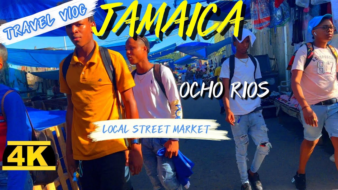 Walking Through A Jamaican Local Street Market in Ocho Rios, 4K HDR
