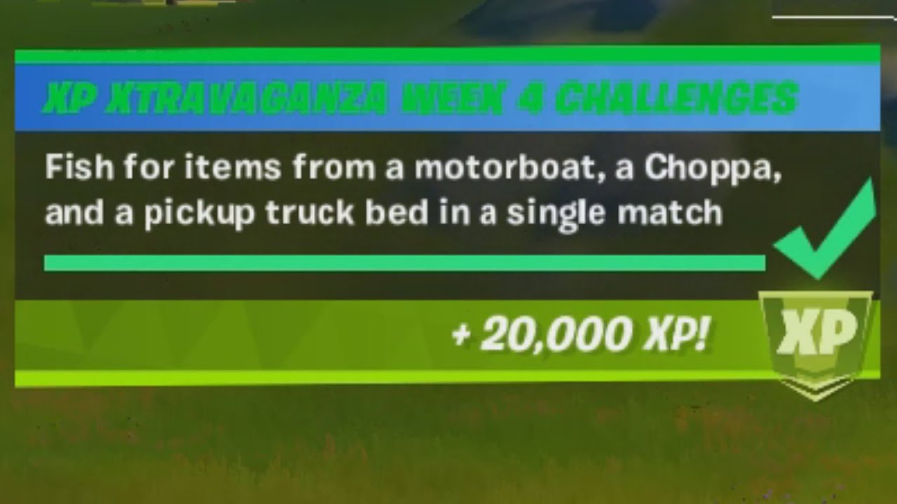 ✅ Fish for items from motorboat, a Choppa and a pickup truck bed in a single match