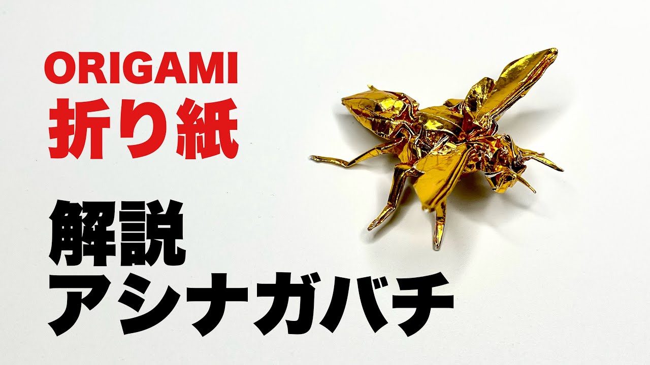 解説付きアシナガバチの折り方　折り紙 Origami アシナガバチ paperwasp