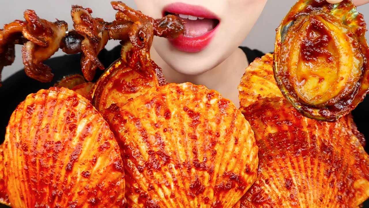 ASMR Big Scallops *Spicy Steamed Clams* NO TALKING EATING SOUNDS KOREAN MUKBANG 대왕 가리비찜 먹방