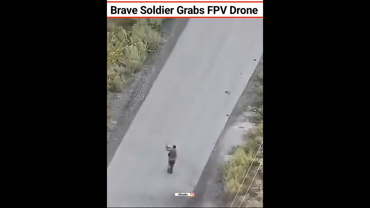 Brave Soldier Grabs FPV Drone #shorts