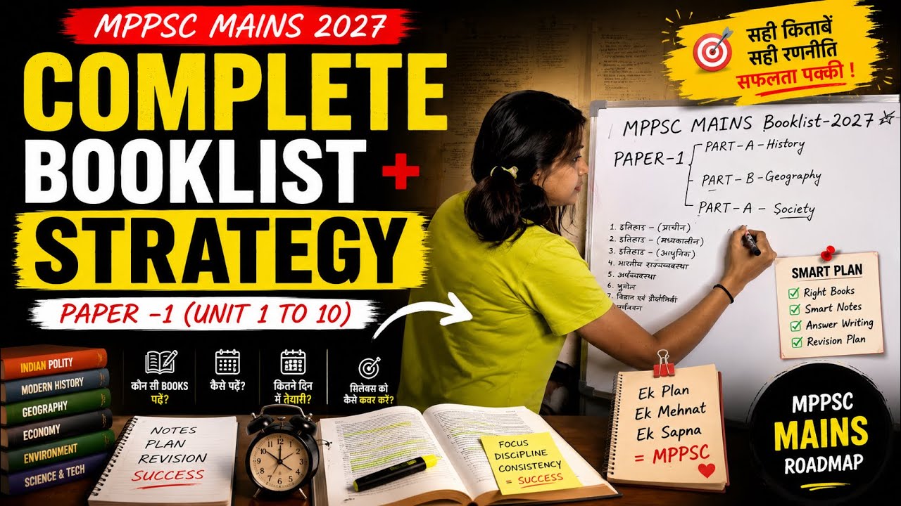 📚 MPPSC Mains Paper-1 Complete Booklist | Hindi + English Medium 🔥#studywithme #fyp #viral #explore