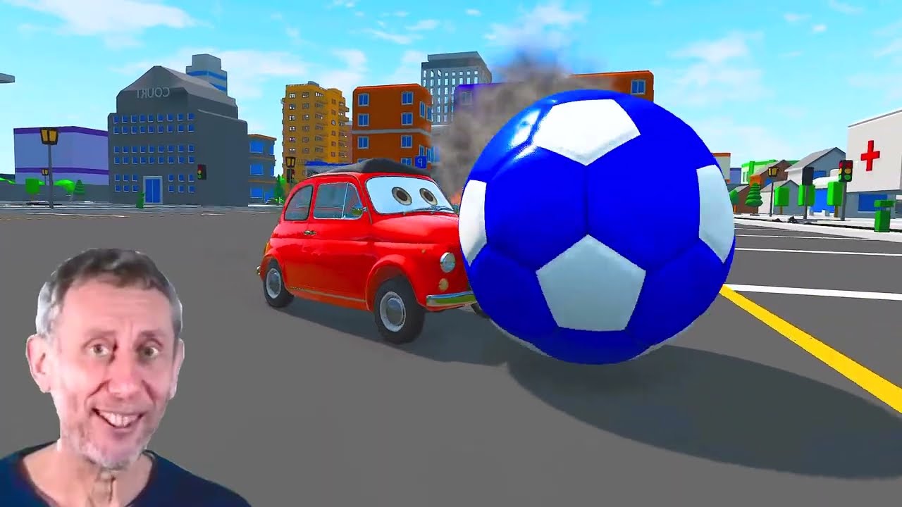 Player McQueen plays with the ball on the field -  Cars vs Ball - BeamNG.drive