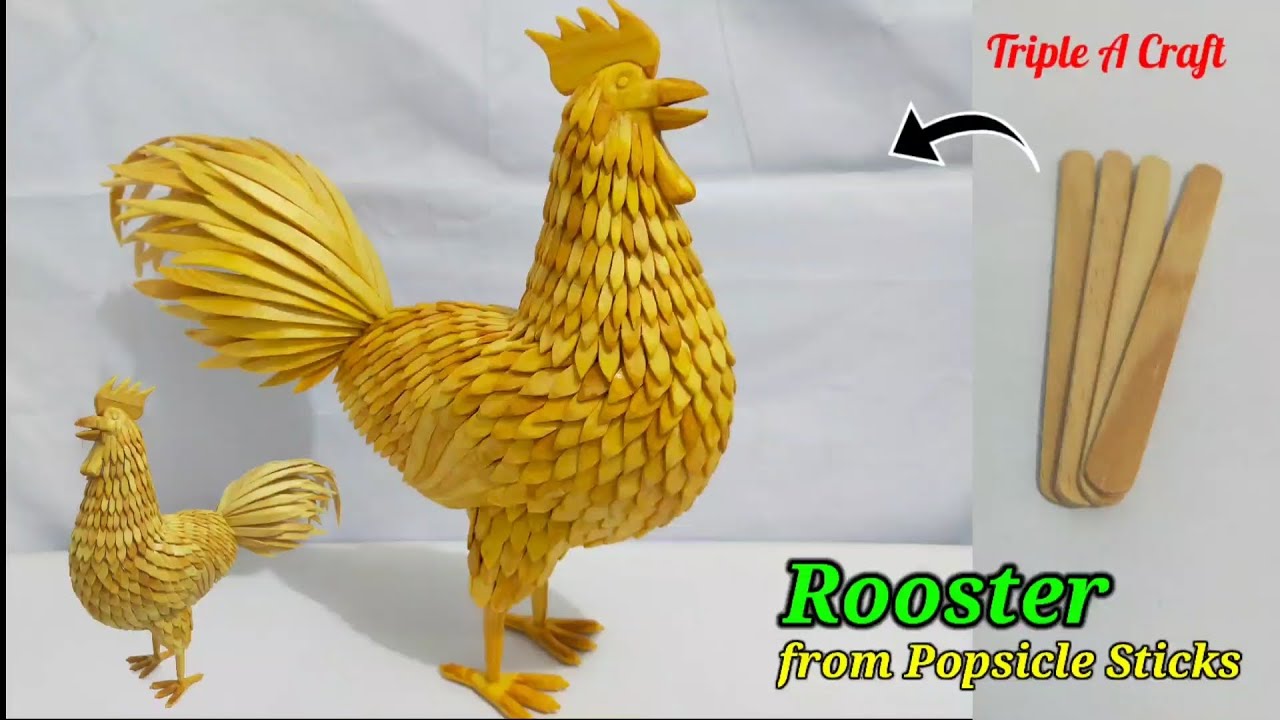 Как сделать Петуха из палочек от мороженого, 🐓