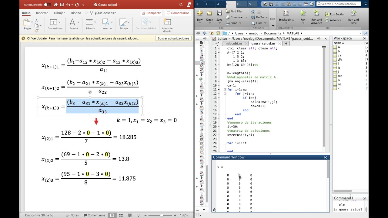 Gauss Seidel en MATLAB Programa y teoría