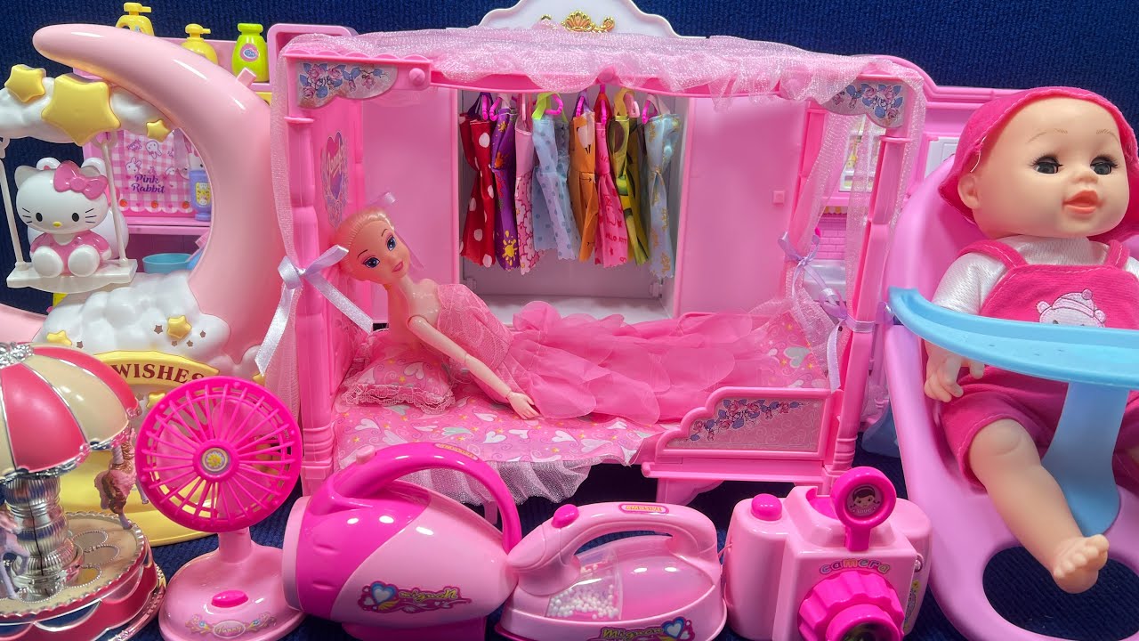 10 Minutes Satisfying with Unboxing Barbie Princess Pink House, Rock Bed Play Set Review Toys | ASMR