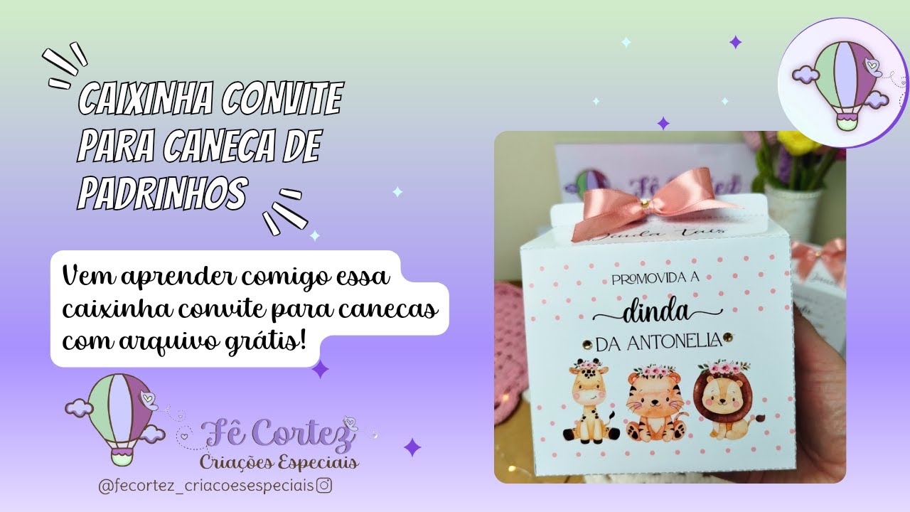 Corte fácil caixa convite para padrinhos de batismo