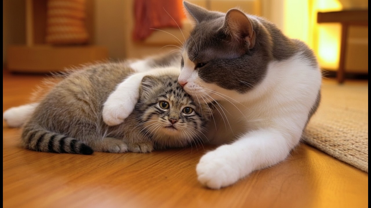 A Wild Pallas's Cat Kitten Meets a House Cat The Most Unexpected Bond 🐈❤️