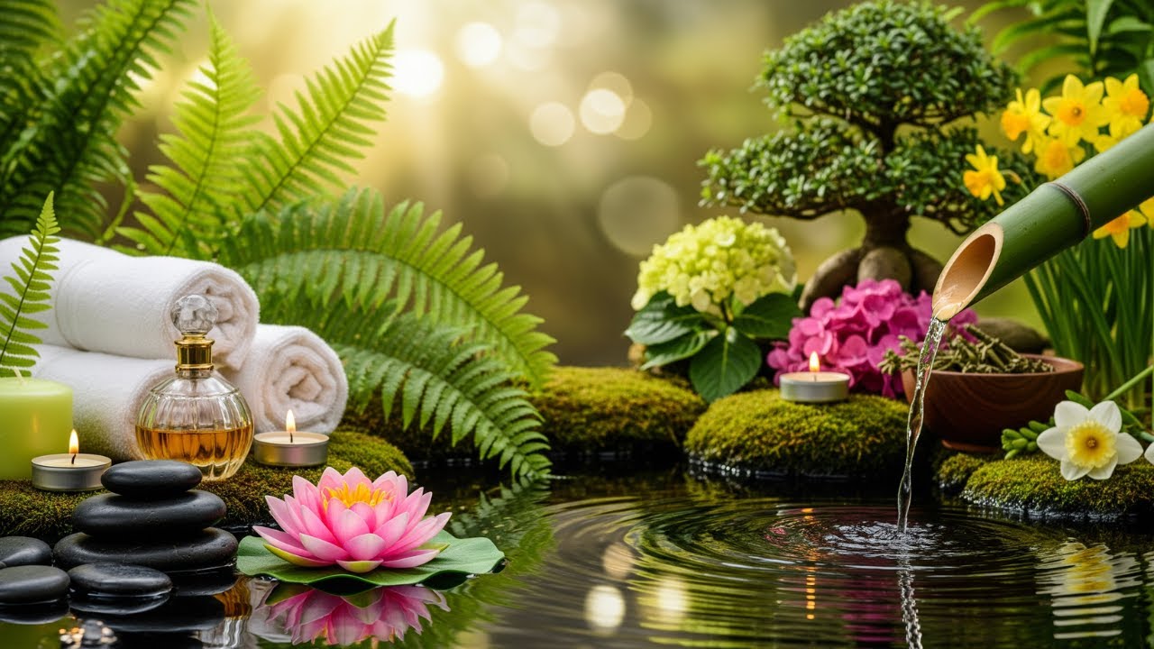Relaxing Piano Music + Bamboo Water Sounds🌿 Relieve Anxiety, Stress & Insomnia, Fall Asleep Fast