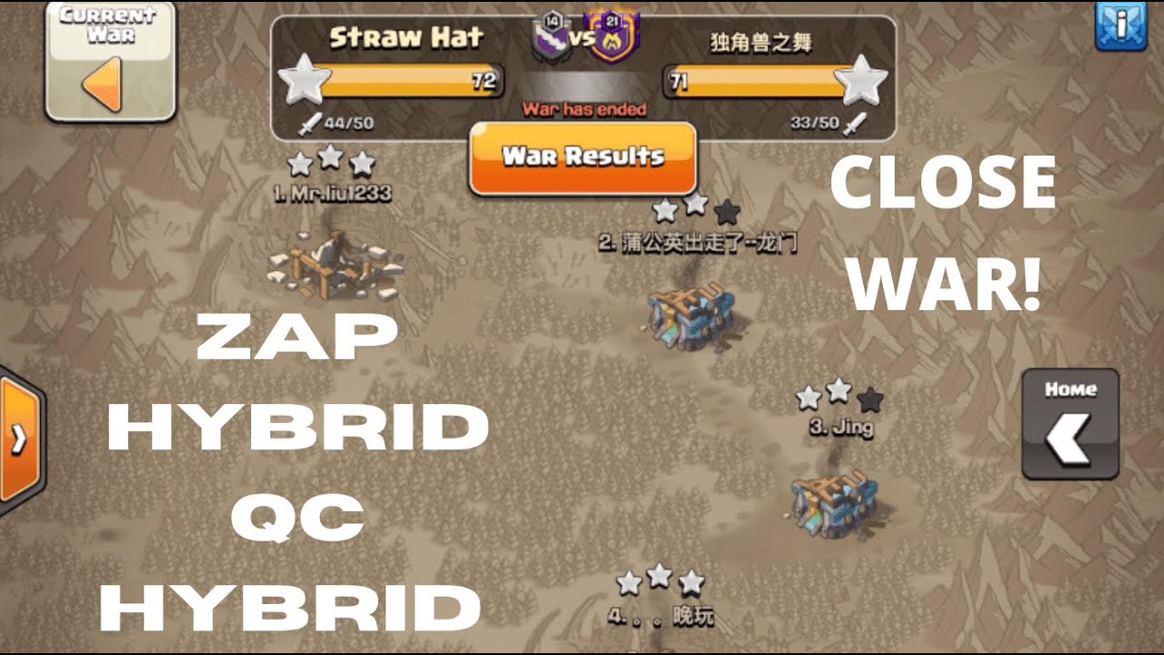 Clash of Clans l Zap Hybrid and QC hybrid TH13 Clan War highlights