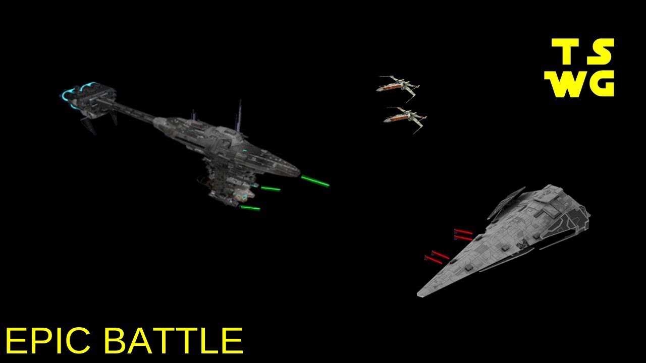 Imperial Raider-class corvette and 2 X-wing vs. Nebulon-B - Star Wars Battlefront 2 (no commentary)