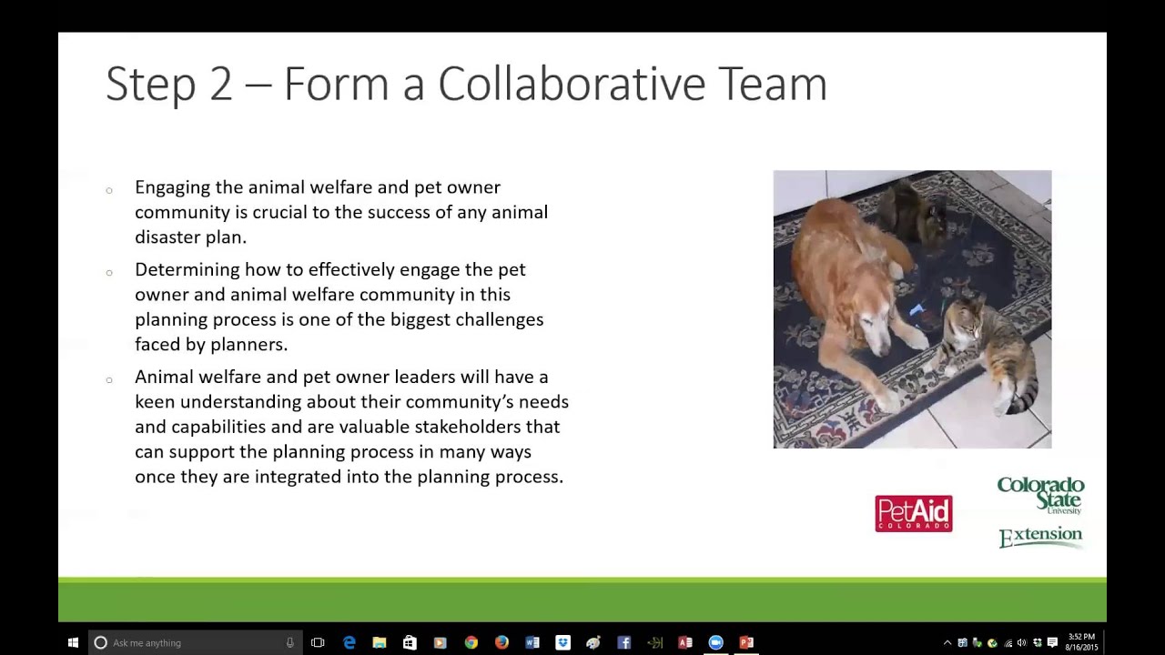 Creating a Community Animal Disaster Plan - Step 2 - Form a Collaborative Community Planning Team