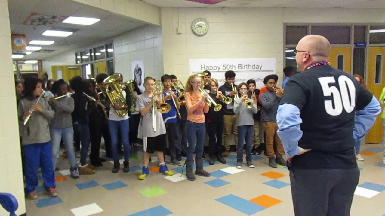 Griffin Middle School Band Plays Happy Birthday to Principal Gillihan
