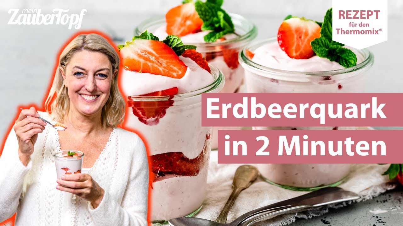 😍🍓 Mega FLUFFIGE 2-Minuten-Quarkspeise mit Erdbeeren | Thermomix® Rezept