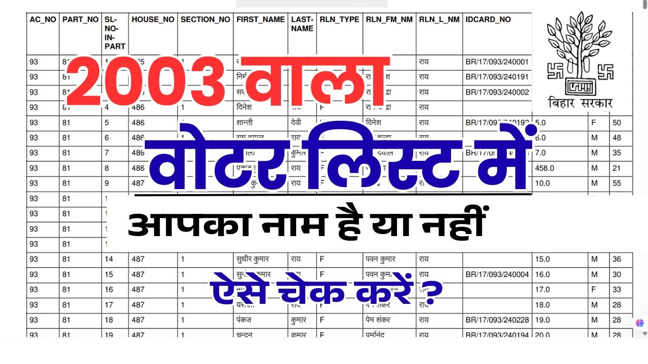 2003 ka voter list kaise download karen bihar || how to download voter list 2003 in bihar