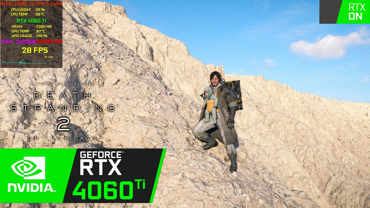 RTX 4060 Ti on Death Stranding 2 - 1080p, 1440p, 4k Max Graphics