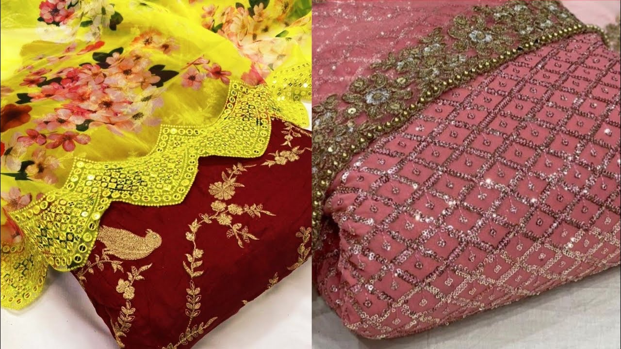 Karva Chauth Special Suit Material Collection || Beautiful Embroidery Suit Fabric Designs Ideas