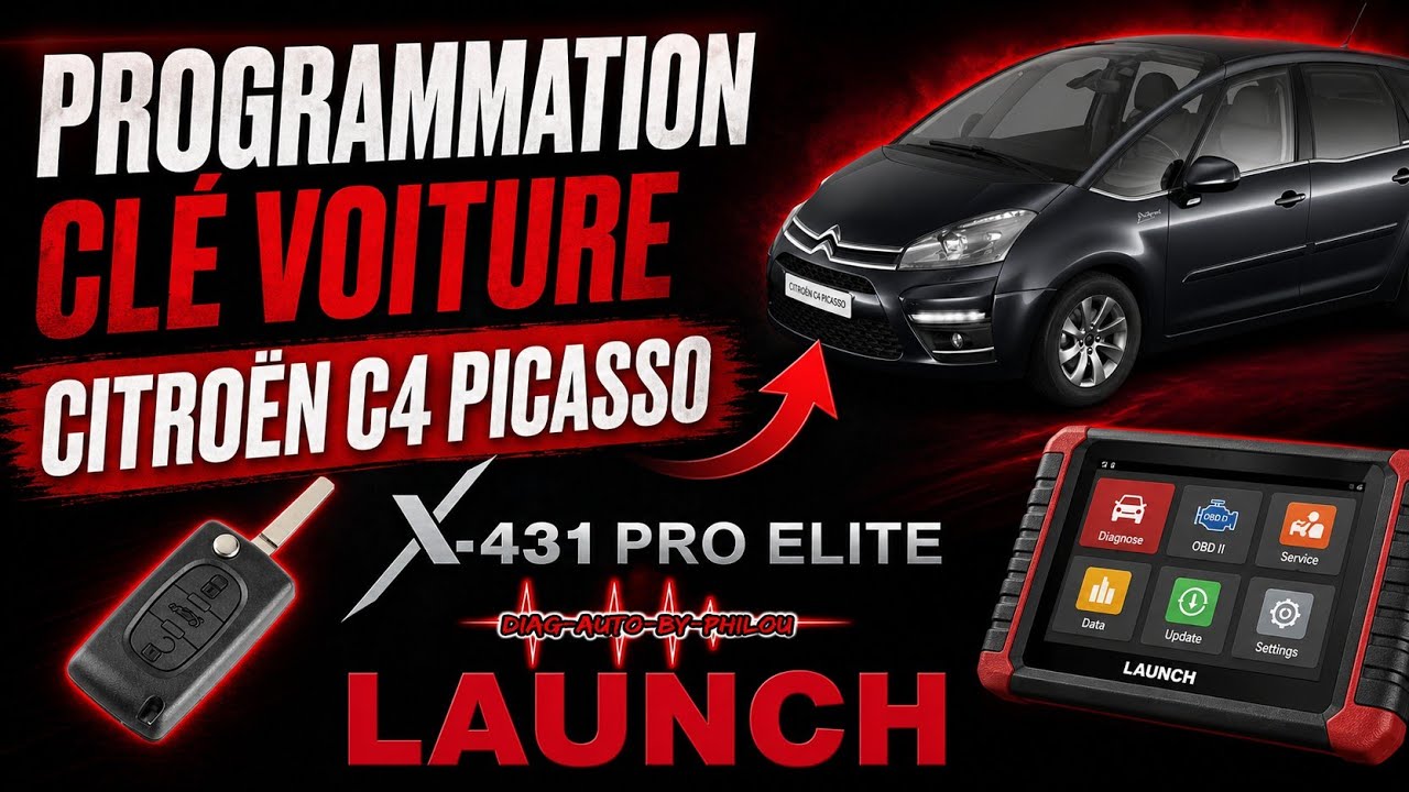 Programmation clé voiture Citroën C4 Picasso LAUNCH X431 PRO Elite