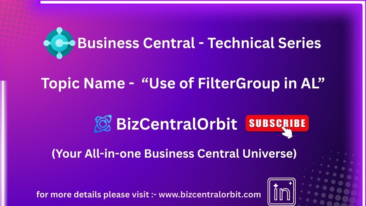 How to use FilterGroup in AL Language Business Central