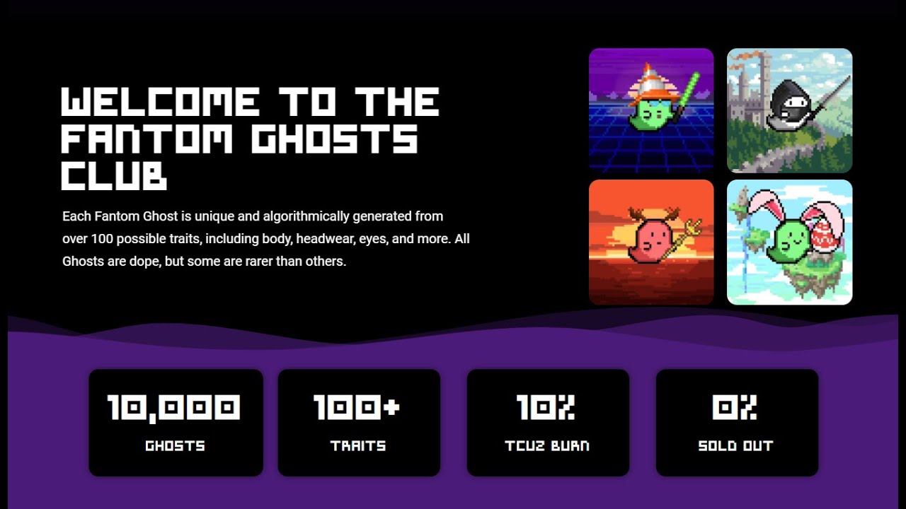 FantomGhosts - 10,000 unique randomly generated 64X64 NFT's on the Fantom Blockchain