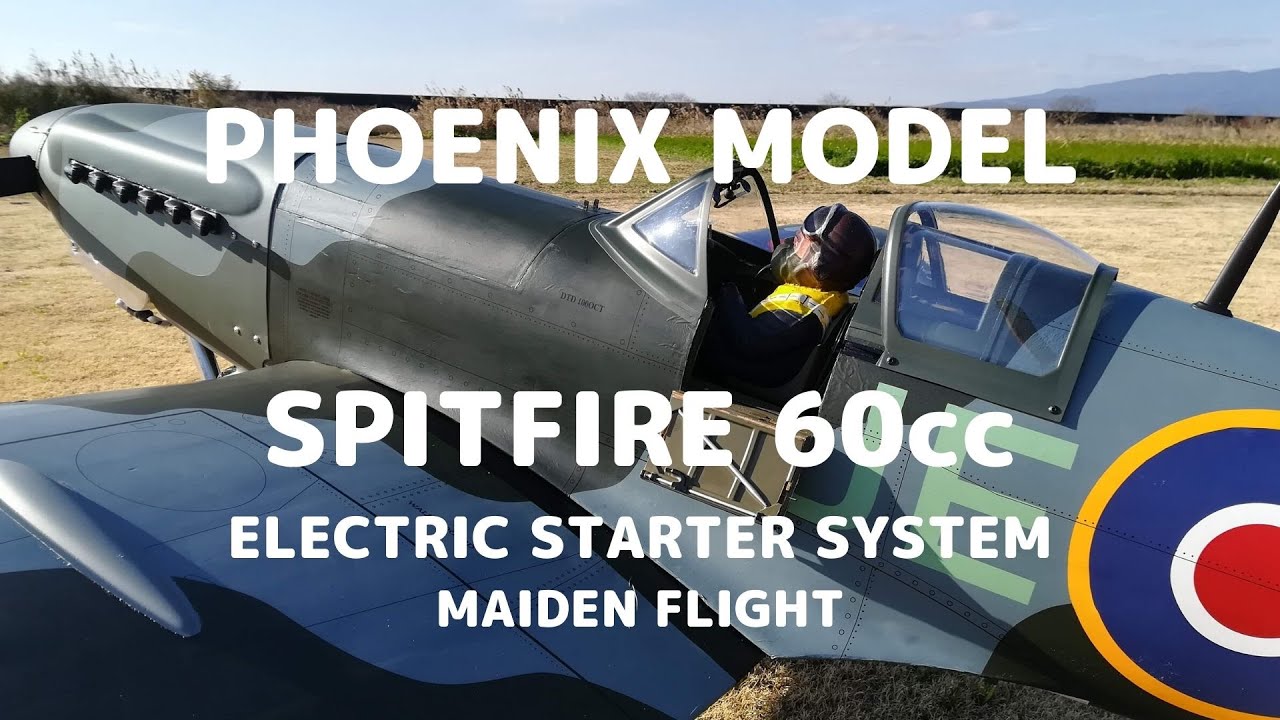 楽しいラジコン PHOENIX MODEL SPITFIRE 60cc Scale 1:4 3/4 EME60 with Electric Starter System. MAIDEN FLIGHT.