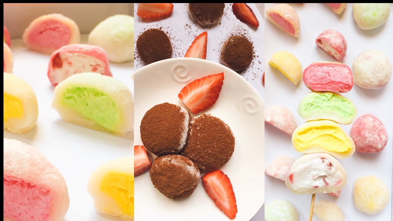 اسهل طريقه حلوى الموتشي بطريقه الاصليه بحشوة الشوكولاته والايس كريم لازم تجربوها تجنن 😋 🍡 Mochi