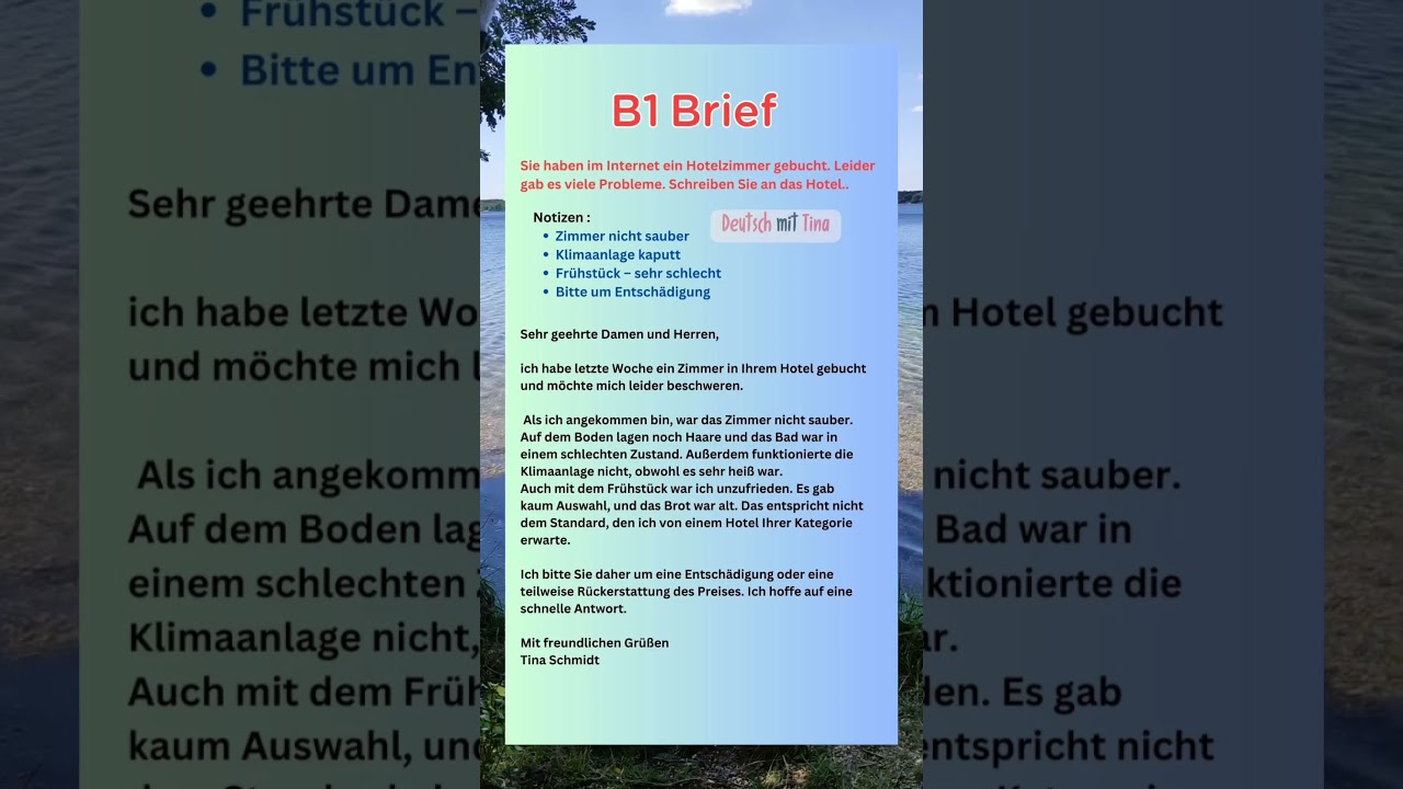 Beschwerdebrief TELC B1 -Beispiel ✍️ #deutschlernen #b1pr&uuml;fung #b1schreiben #deutschpr&uuml;fung #brief