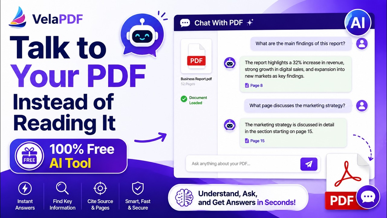 How to Chat With Any PDF Online Free | Step-by-Step Tutorial | VelaPDF