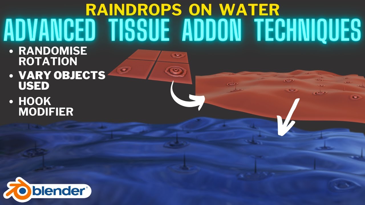 Продвинутые методы создания текстур тканей в Blender — капли дождя на воде.
