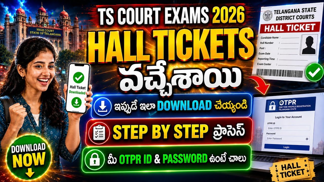 TS Court Exams Hall Tickets OUT - Download Process | TS Court Jobs Admit Cards 2026 Download Process