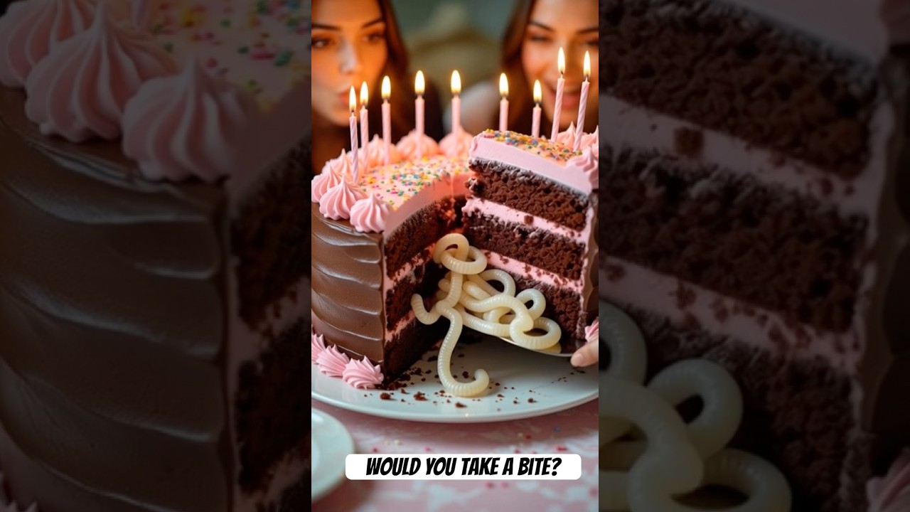 Worm-Filled Birthday Cake?! 🎂🐛 Sweet Turns to Sick! #ai #streetfood