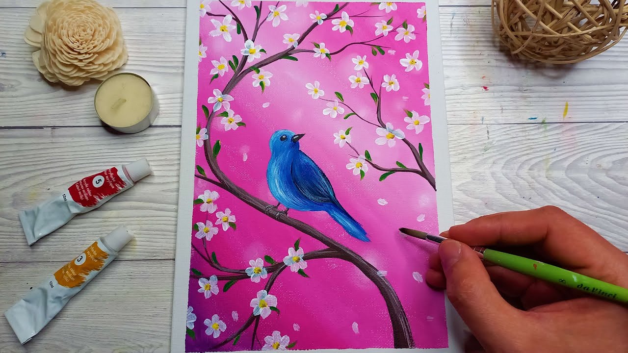 💮 Cum Pictam Flori de Mar 🐦 Invata sa Pictezi o Pasare | Tutorial