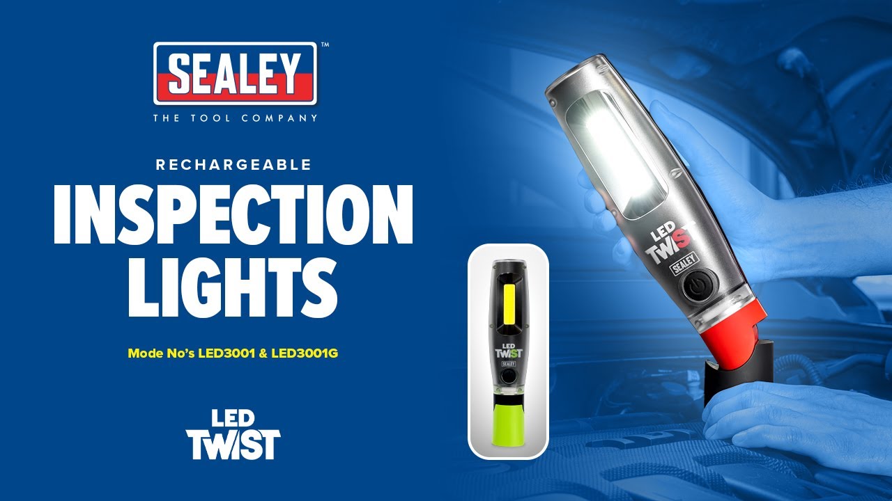 Sealey LED Twist Rechargeable Inspection Lights | 3000 Lumen Work Light (LED3001 / LED3001G)
