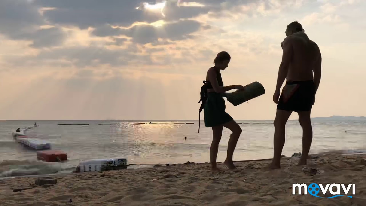 Закат Тайланд Паттайя пляж Донгтан таймлапс / sunset Pattaya Thailand Dong tan beach Jomtien