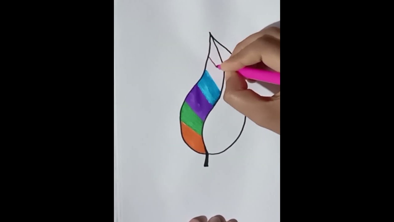 How to draw a Rainbow leaf drawing step by step drawing # short #shorts
