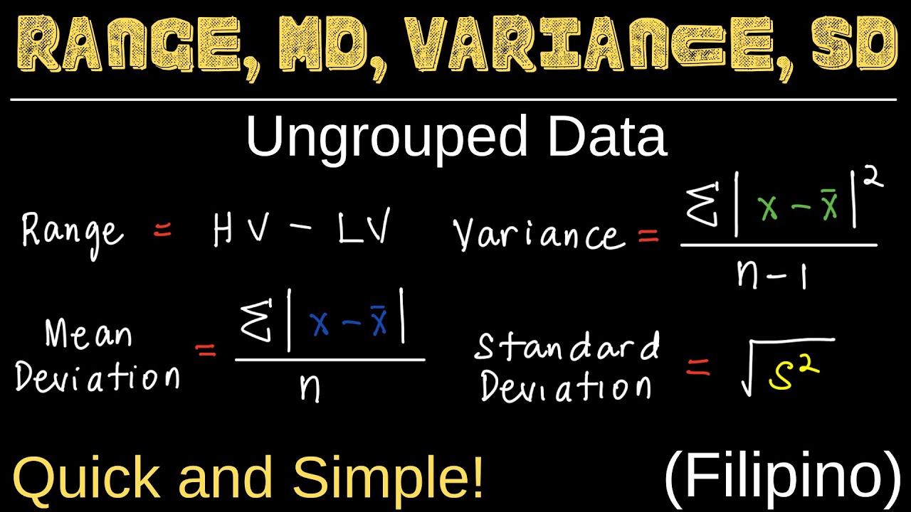 Range, Mean Deviation, Variance, and Standard Deviation for Ungrouped Data | Measures of Variation