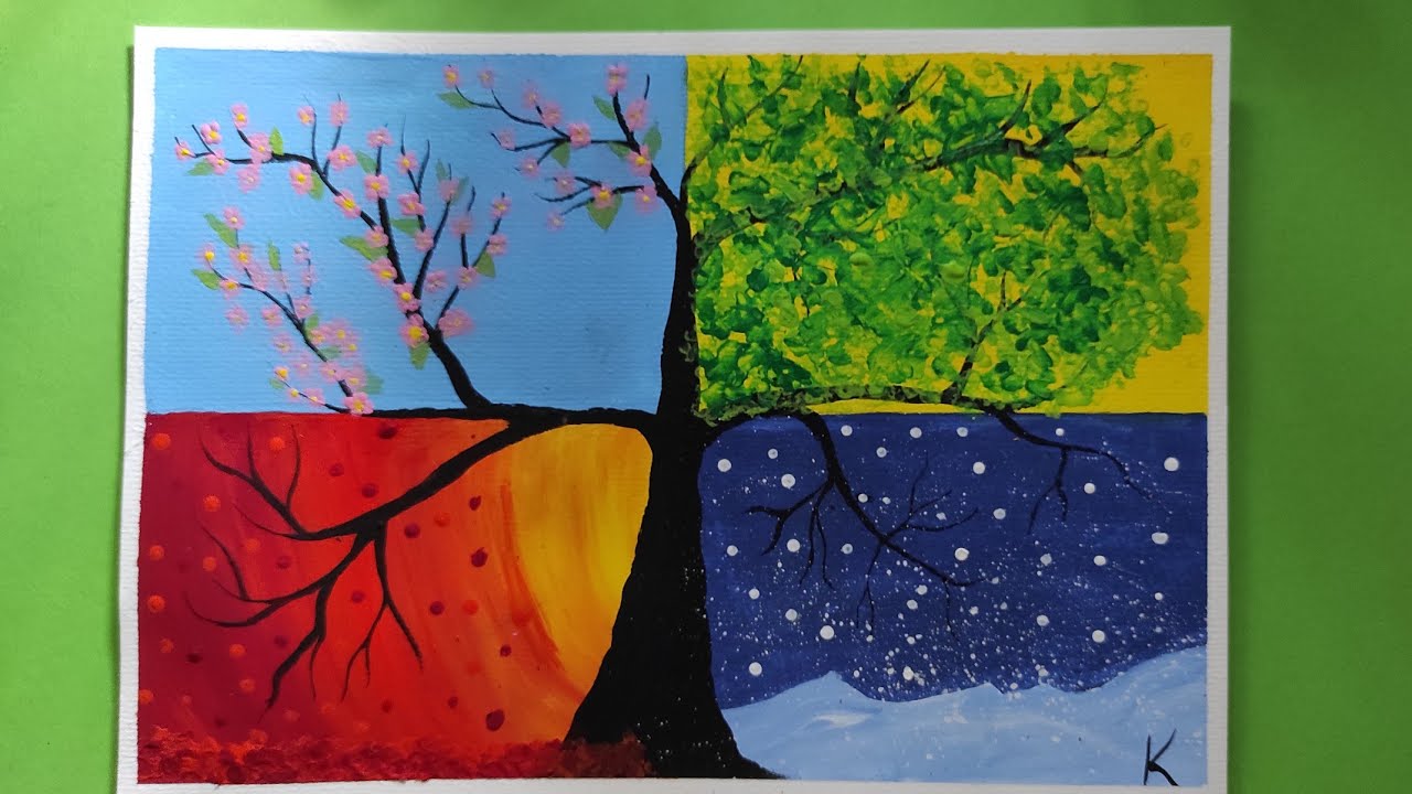 DIY Acryl Bild #6 Baum in den vier Jahreszeiten
