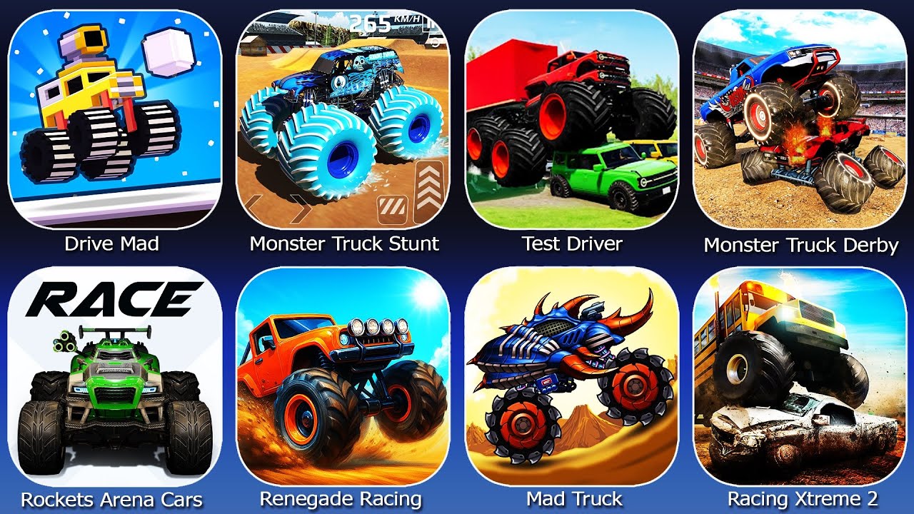 Monster Truck Stunt,Drive Mad,Mad Truck,Test Driver,Renegade Racing,Monster Truck Derby Stunt Game