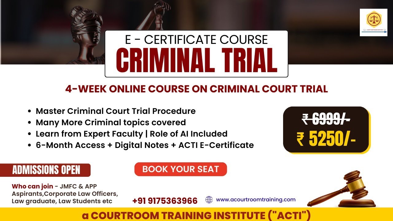 Criminal Trial Practice & Litigation Skills &ndash; Certificate Course