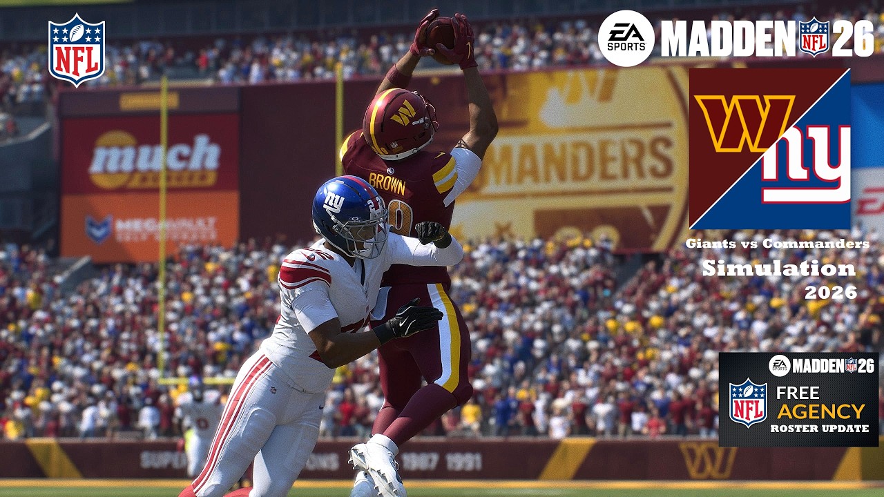 Madden 26 Calvin Austin New York Giants vs Dyami Brown Commanders Updated Roster Sim 2026 Game Play